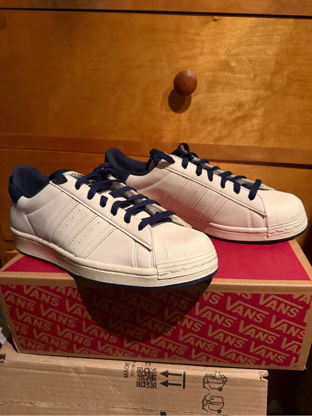 adidas Parley Superstar Shell Toe White Navy Blue Accents Shoes